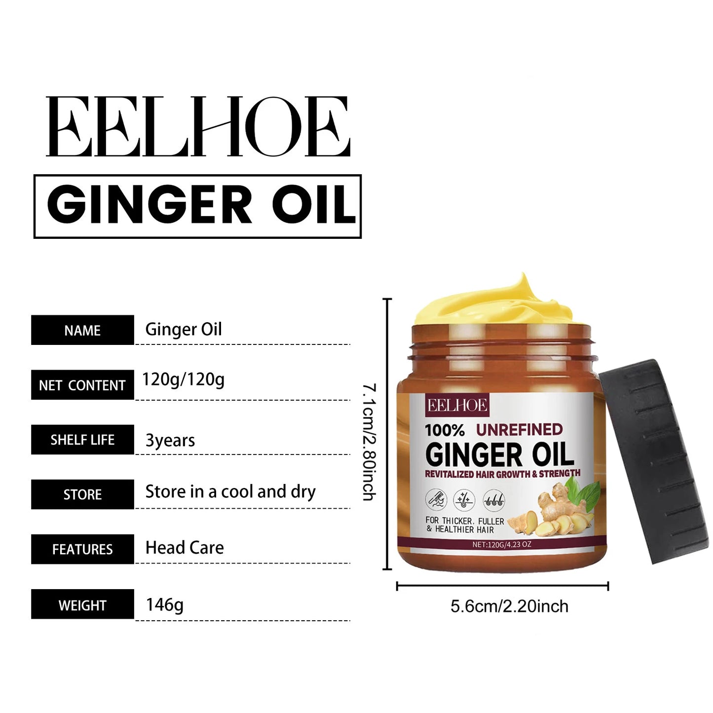 Ginger Hair Care Essential Oil Nourish Scalp Hair Follicles Gentle Refresh Control Oil Strengthen Hair Roots Nutrient Solution
